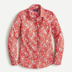 J.Crew Liberty of London Red & White Floral Slim Perfect Button Up Shirt